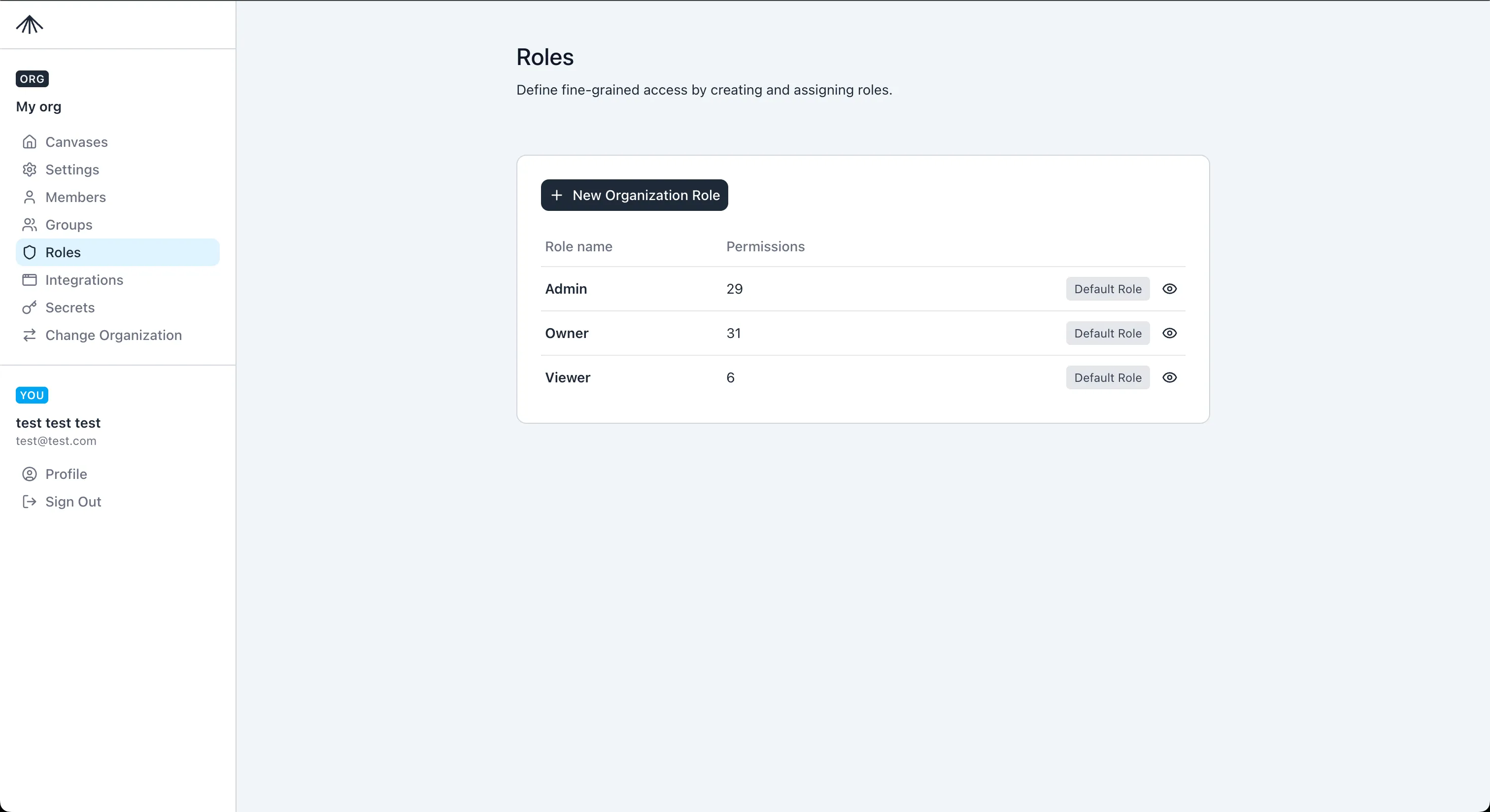 Roles page